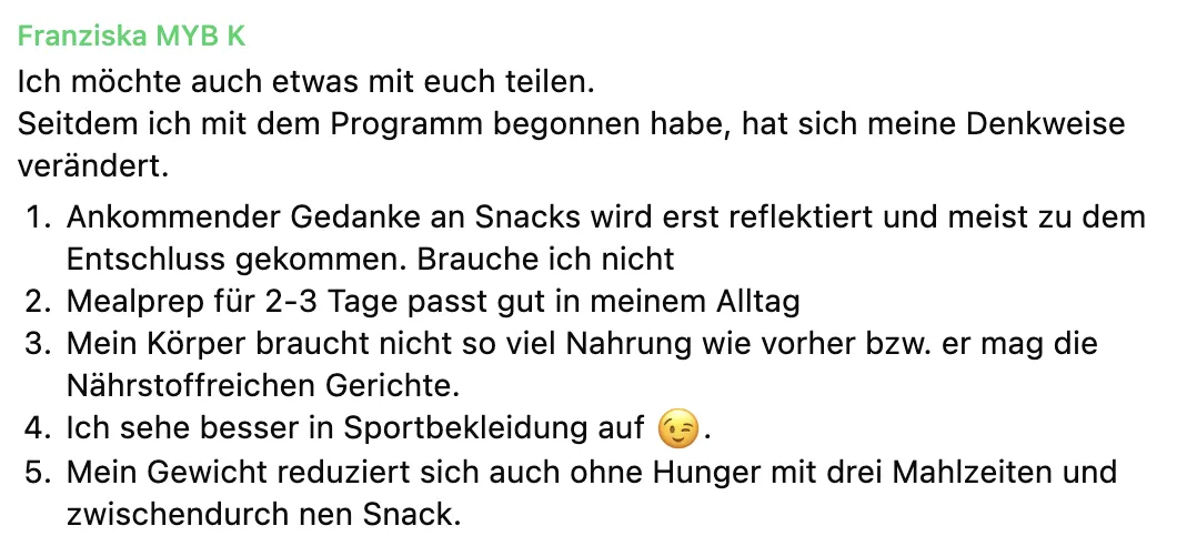 Nachricht einer Kundin