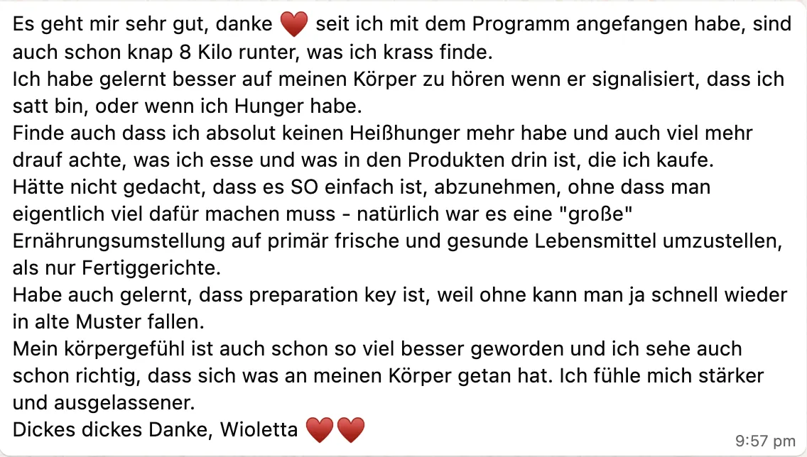 Nachricht einer Kundin